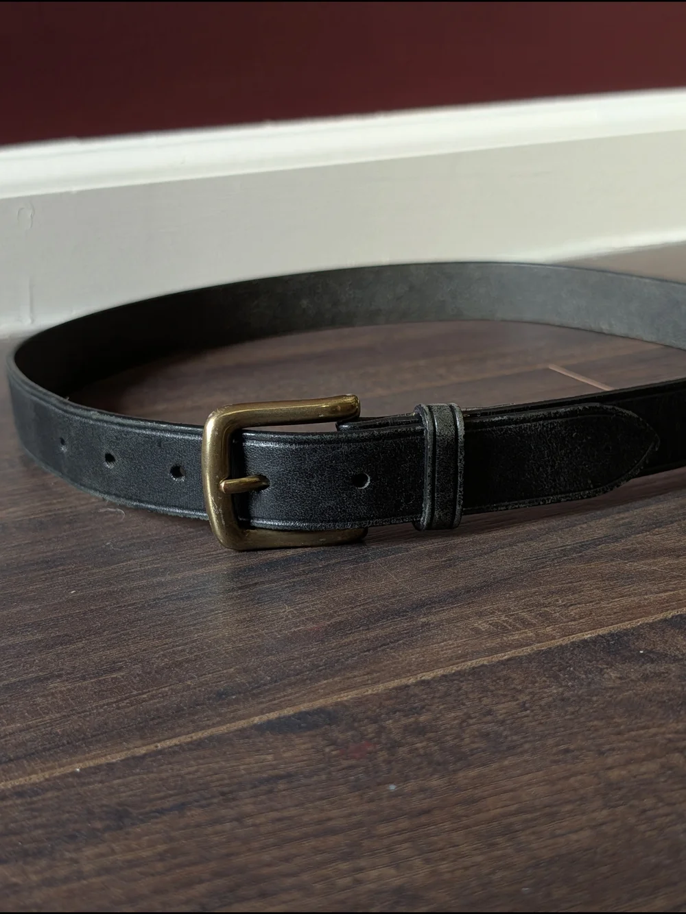 Brooks Brothers Black Leather Mens Drss Belt with Brass-Tone Buckle 30